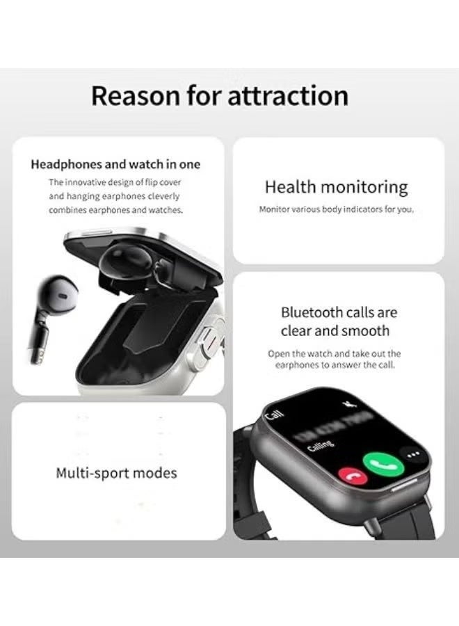 Smartbarry A70 Smartwatch with Built-In Wireless Earbuds – 2-in-1 Smartwatch & Earphones Bundle, Black, Fitness Tracking, Heart Rate Monitor, Notifications, Android & iOS Compatible - Image 2